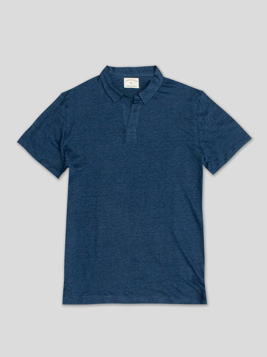 LINEN POLO PEACOCK BLUE
