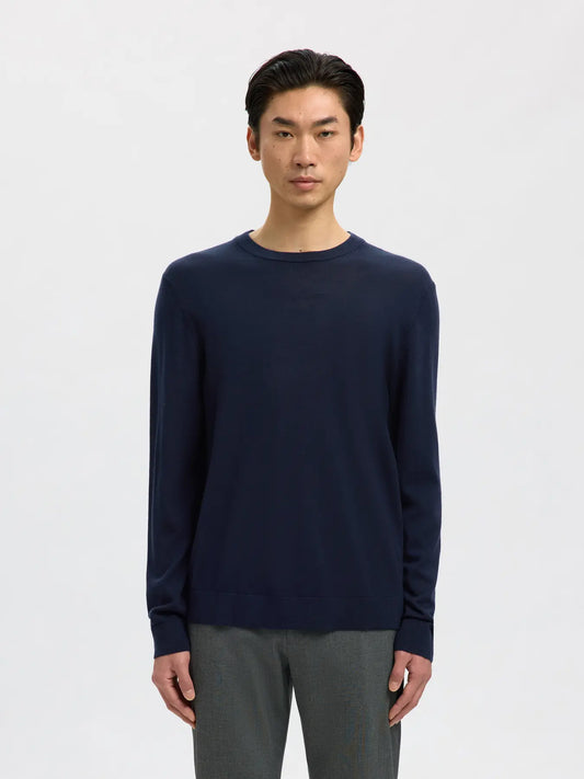 TRAY MERINO CREW NECK NAVY