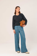 BLUSA ALGODON CREPADO NAVY