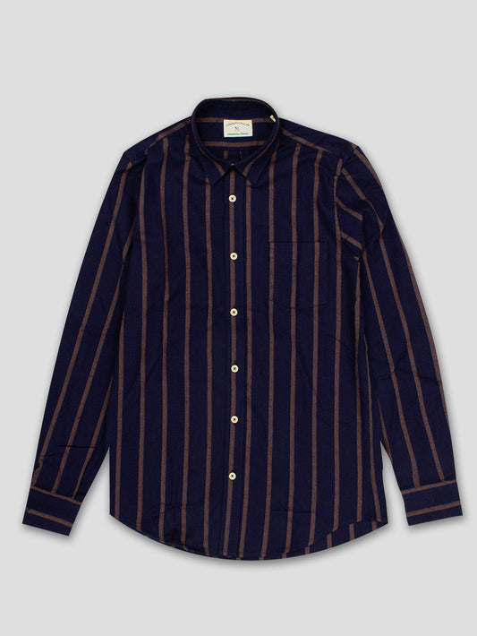 CITY SHIRT NAVY BROWN STRIPE