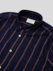 CITY SHIRT NAVY BROWN STRIPE