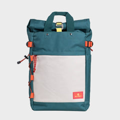 Mochila Roll-Top  Verde Y Marfil