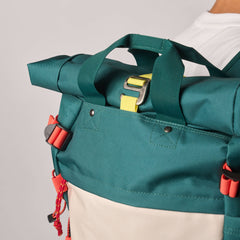 Mochila Roll-Top  Verde Y Marfil
