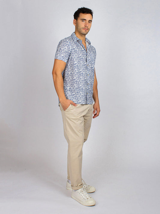 HANK SHIRT BLUE LEAVES