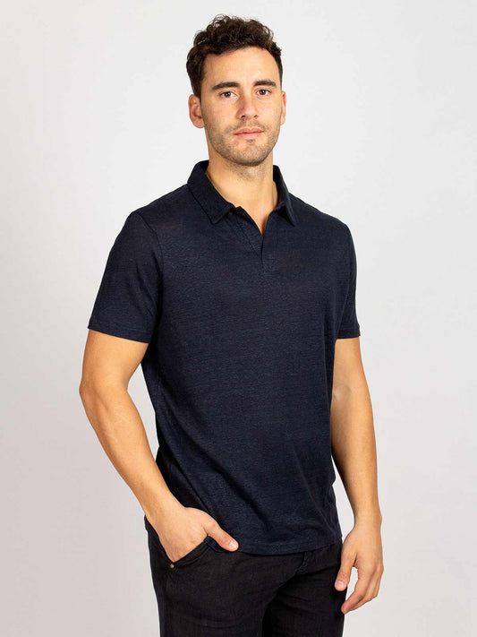 LINEN POLO NAVY