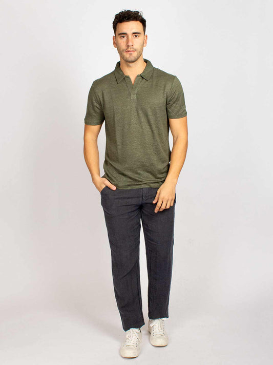 LINEN POLO KHAKI