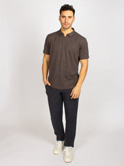 LINEN POLO STONE GREY